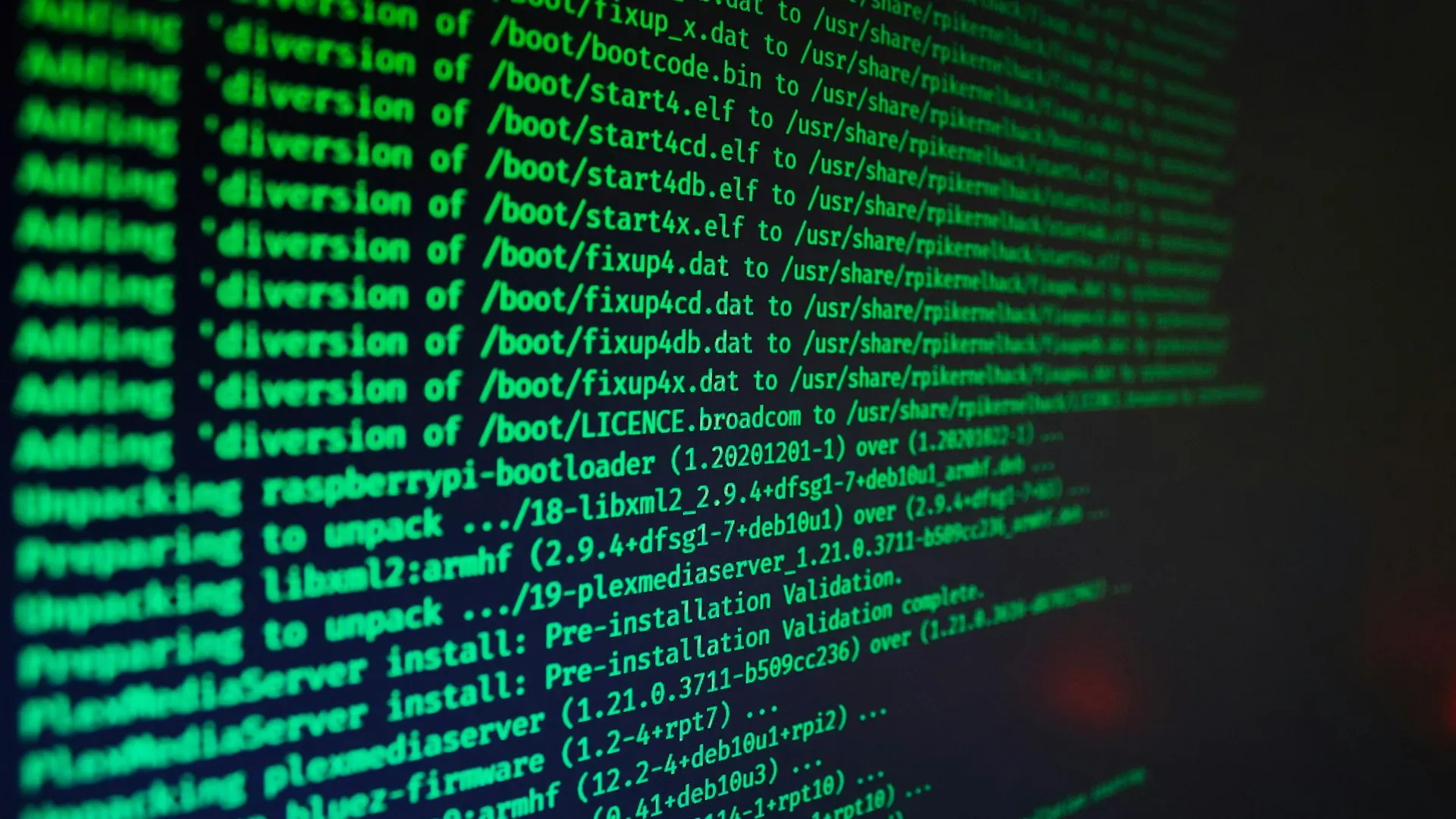 Terminal ejecutando un proceso automatizado