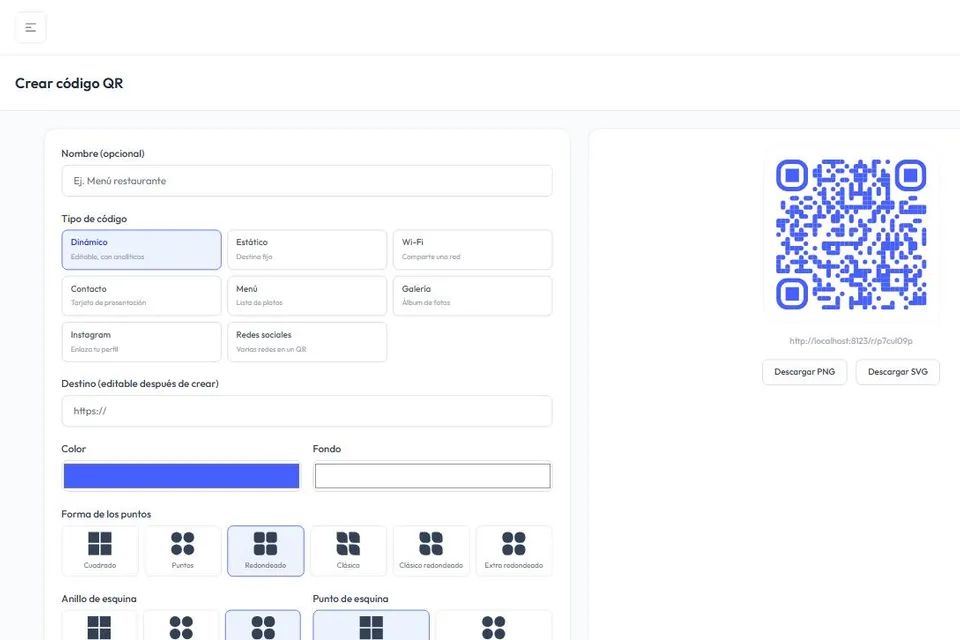 QRCodePeru — editor de códigos QR dinámicos