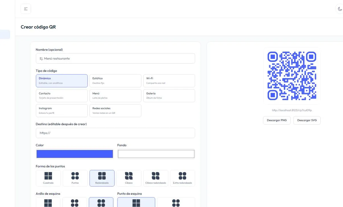 QRCodePeru — editor de códigos QR con vista previa en vivo